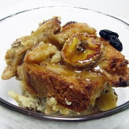 Bananas Foster Bread Pudding with Rum Sauce