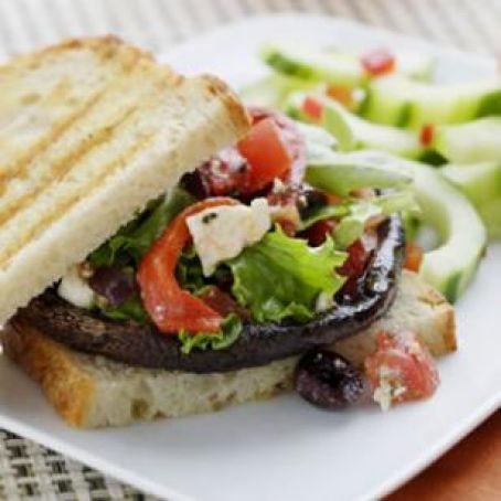 Portobello Burgers with Greek salad