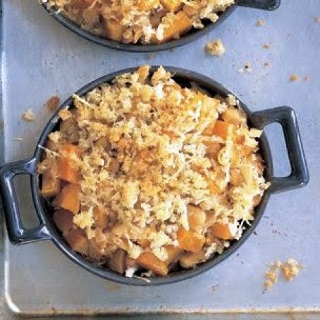 Pumpkin Cassoulet with Caramelized Onions and Roasted Garlic