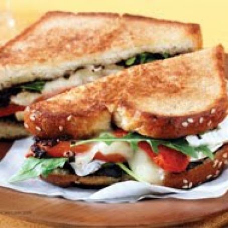 Brioche Grilled Cheese with Camembert, Tapenade & Home-Roasted Peppers