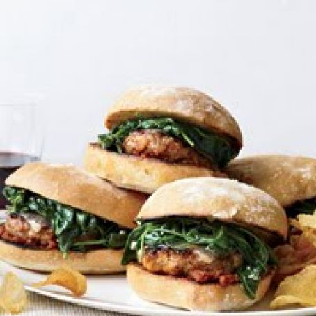 Italian-Sausage Burgers with Garlicky Spinach