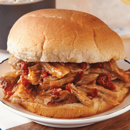 Instant Pot Chipotle-Apricot Pulled Pork BBQ Sandwich