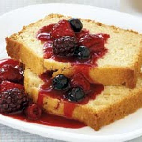 Honey Vanilla Pound Cake with Honeyed Mixed Berries