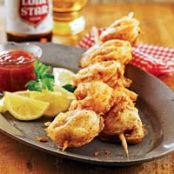 Spicy Beer Batter Shrimp Skewers
