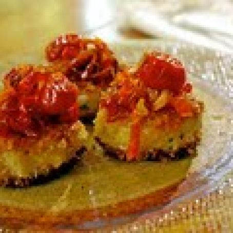 Brandade Cakes with Caramelized Peppers and Tomatoes