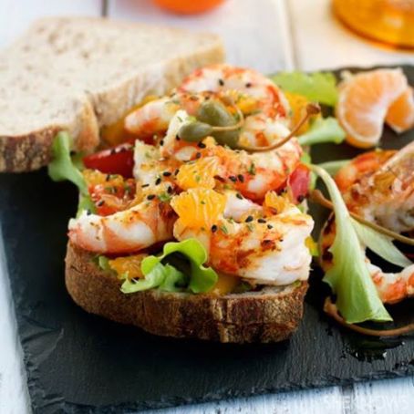 Grilled Shrimp, Peppers and Clementine Panino Recipe
