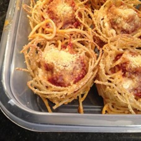 Spaghetti and Meatballs Muffin Bites