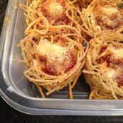 Spaghetti and Meatballs Muffin Bites