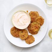 Fried Tomatillos with Creamy Cumin Dip