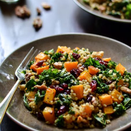 FREEKEH - Maple Roasted Butternut Squash Freekeh Salad with Kale