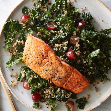 Roasted Salmon with Kale-Quinoa Salad