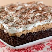 Chocolate Peanut Butter Pudding Poke Cake