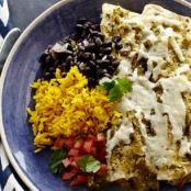 Chicken Enchiladas with Roasted Tomatillo Chile Salsa