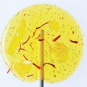 Saffron-Pear Lollipops