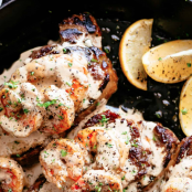 steak & creamy garlic shrimp (surf and turf)