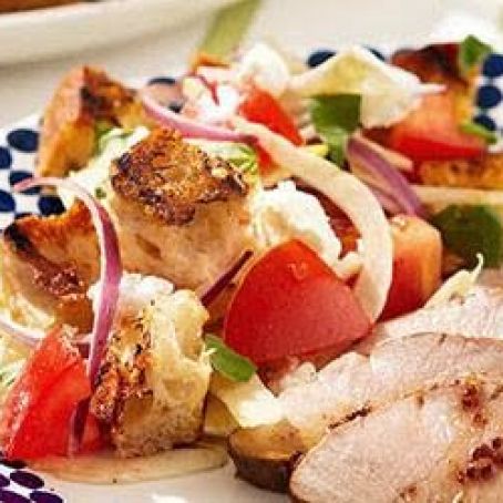 Grilled Bread Salad with Tomatoes and Goat Cheese