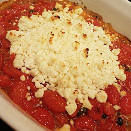 Broiled Feta with Garlicky Cherry Tomatoes & Capers