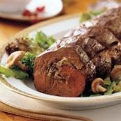 Beef Tenderloin - Gorgonzola and Mushroom stuffed with Merlot Sauce