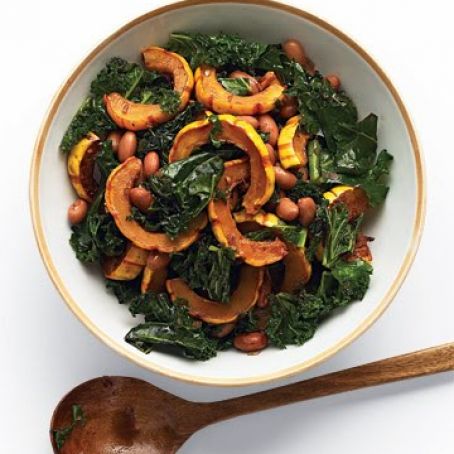 Delicata Squash Salad with Kale and Cranberry Beans