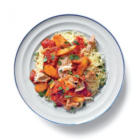 Slow-Cooker Parmesan-Herb Pork Loin with Chunky Tomato Sauce