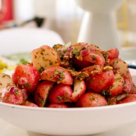 Herby Potato Salad with Warm Bacon Vinaigrette