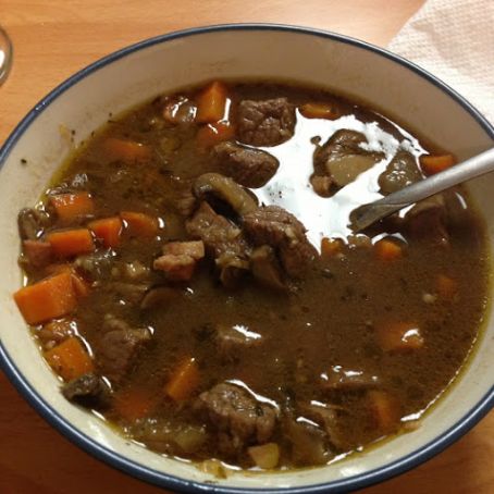 Beef Stew with Mushrooms, Onions, Carrots