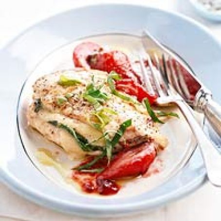 Parmesan-Stuffed Chicken and Melted Strawberries