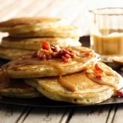 Bacon Pancakes with Maple-Peanut Butter Syrup