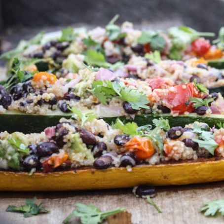 Cumin-lime and black bean zucchini boats