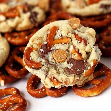 Pretzel Cookies with Chocolate & Peanut Butter Chips