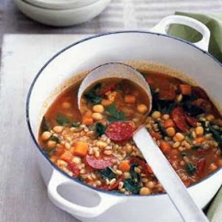 Farro Soup with Chorizo