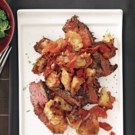 Meals (Grilled Garlic Skirt Steak with Bread Salad)