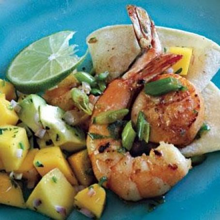 Mexican Seafood Saute with Avocado-Mango Salsa