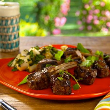 Spice Rubbed Lamb Chops Hoisin and with Grilled Bok Choy Salad