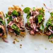 Open-Face Steak Sandwich with Parmesan Dressing