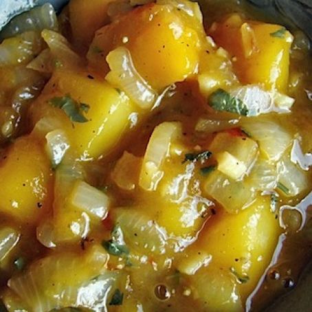 CHUTNEY DE MANGO Y PAPAYA CON CAMARONES