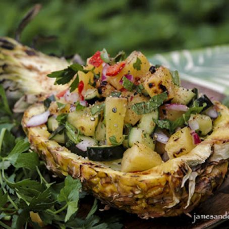 Grilled Pineapple & Cucumber Salad