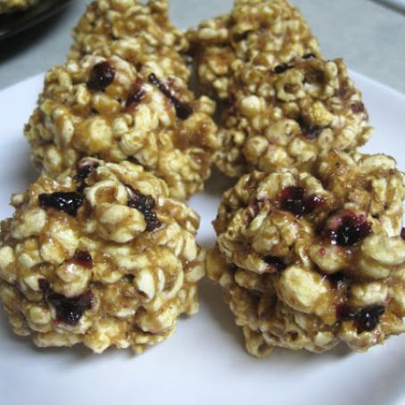 Peanut Butter & Jelly Popcorn Balls