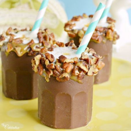 Caramel Pecan Milkshake Shooters in Chocolate Cups