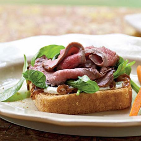 Open-Faced Beef Sandwiches with Greens & Horseradish Cream