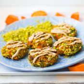 Smashed Sweet Potato Fritters, Pistachio-Pumpkin Seed Crusted