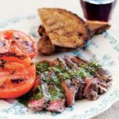 Steak Chimichurri w/Grilled Garlic Bread and Grilled Tomatoes