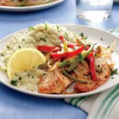 Tilapia with Bell Peppers and Parsley Spiked Couscous
