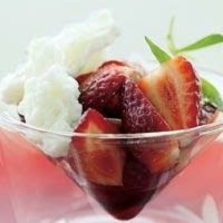 Strawberries with Buttermilk Ice and Balsamic Vinegar