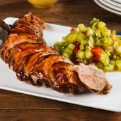 Grilled BBQ Pork Tenderloin with Green Tomato Relish
