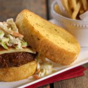 Big Burger With Hot Pepper Cheese And Spicy Barbecue Sauce