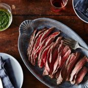 Flank steak with Green Sauce