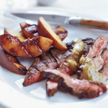 Grilled Skirt Steak and Peaches