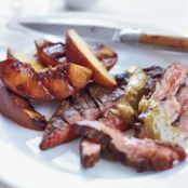 Grilled Skirt Steak and Peaches