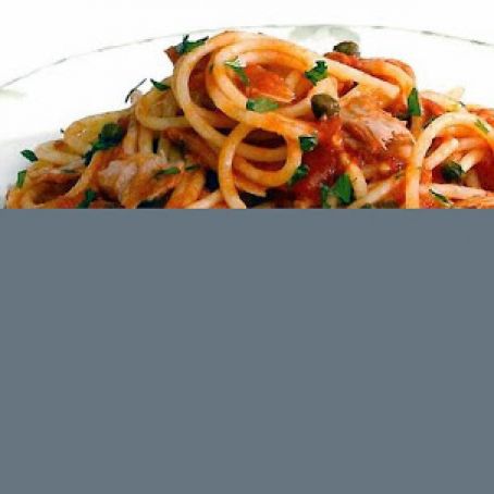 Tuna & Caper Tomato Sauce with Spaghetti